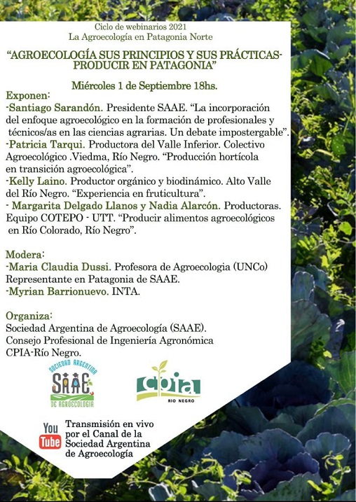 Webinar sobre: “Agroecología sus principios y sus prácticas-Producir en Patagonia”